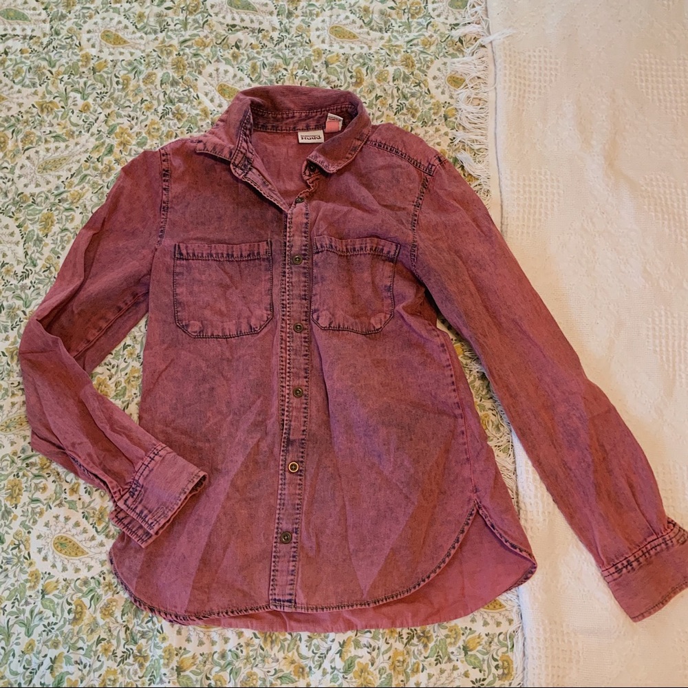 Mudd dyed and faded pink button down shirt